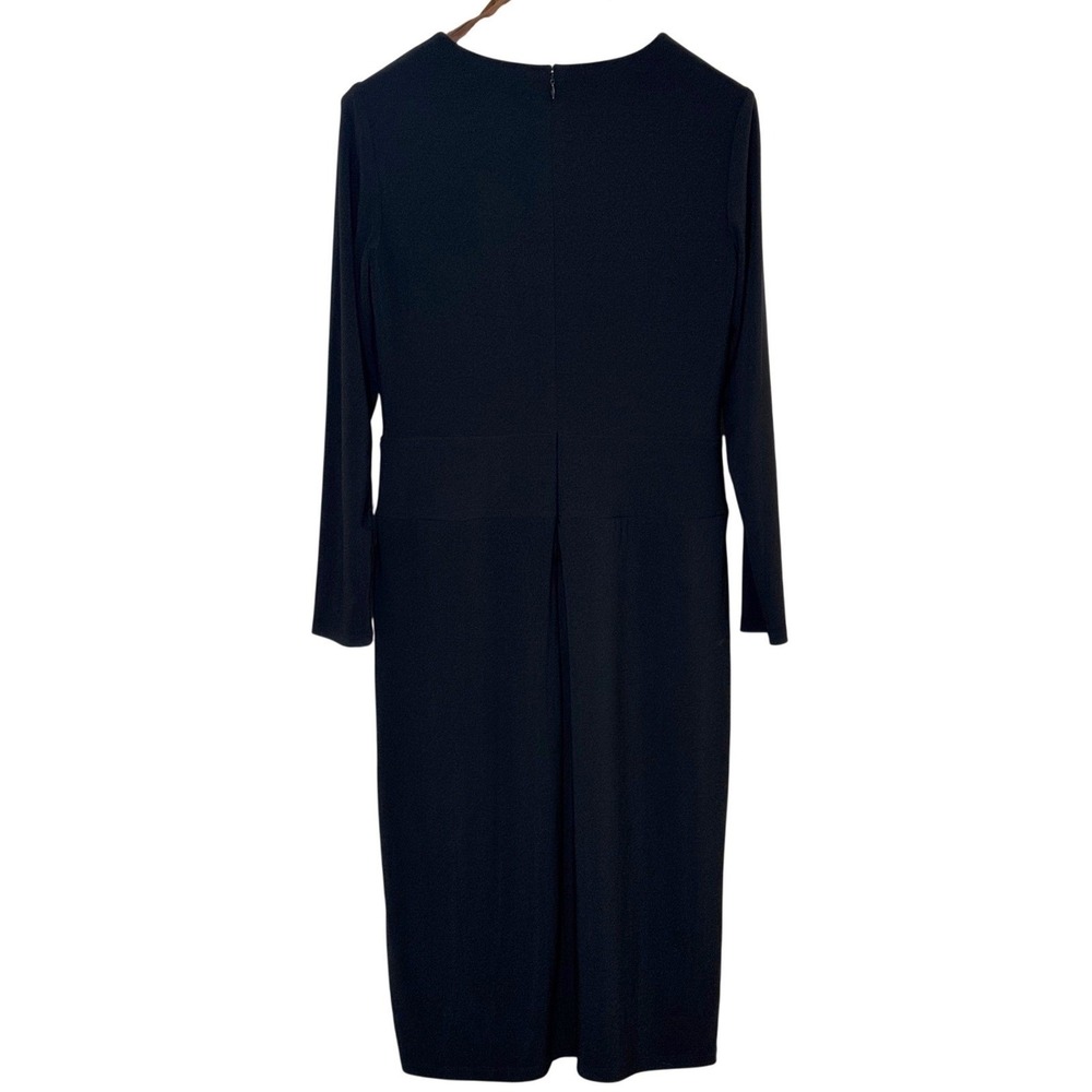 Lauren Ralph Lauren Black Faux Wrap Buckle Sheath Dress Womens 12 Long Sleeve - Picture 3 of 10